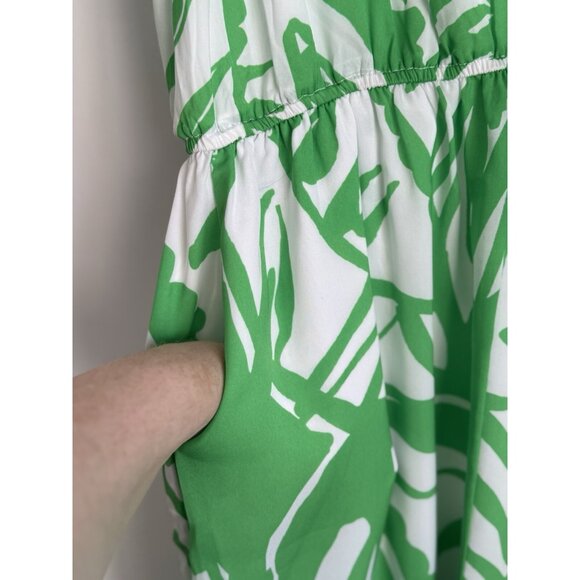 Lilly Pulitzer Palm Boom Boom Jumpsuit Size M Kelly Green Palm Wide Leg Tropical - Picture 5 of 13